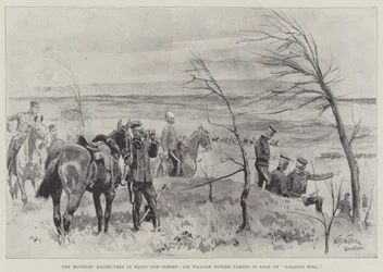 The Military Manoeuvres in Wilts and Dorset, Sir William Butler taking it easy on Gallons Hill